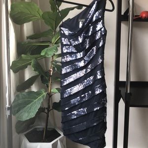 Blue Tadashi Soji One-Shoulder Cocktail Dress